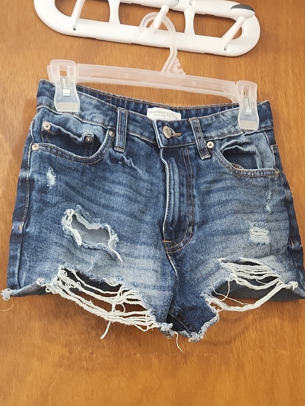 Bluenotes Dark Blue Distressed Denim Cutoff Shorts